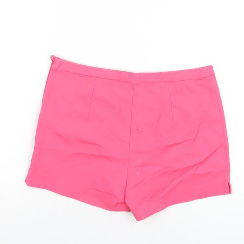 H&M Womens Pink Cotton Basic Shorts Size 12 Regular Zip