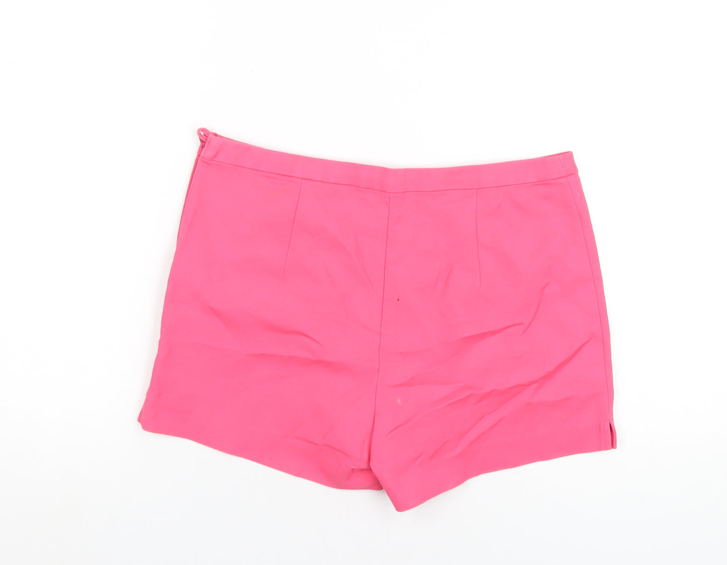 H&M Womens Pink Cotton Basic Shorts Size 12 Regular Zip