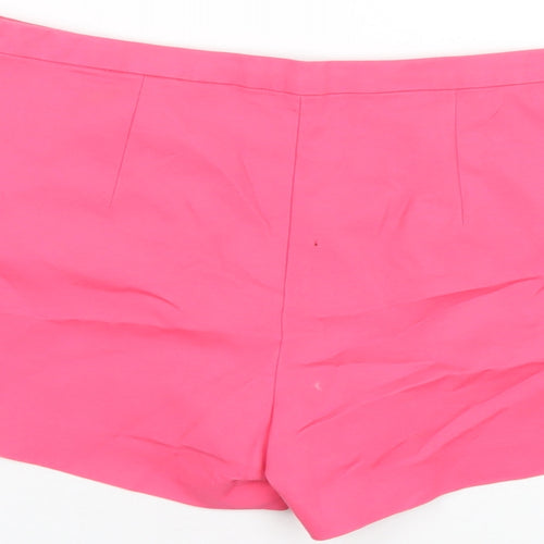 H&M Womens Pink Cotton Basic Shorts Size 12 Regular Zip