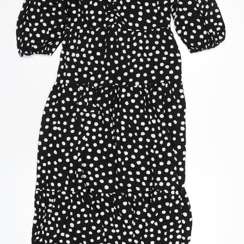 Roman Womens Black Polka Dot Viscose A-Line Size 10 Scoop Neck Pullover