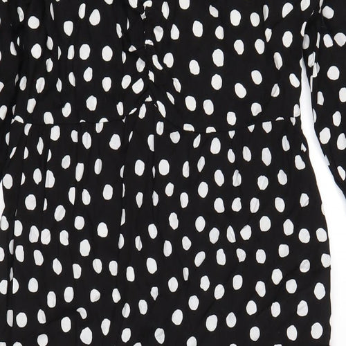 Roman Womens Black Polka Dot Viscose A-Line Size 10 Scoop Neck Pullover