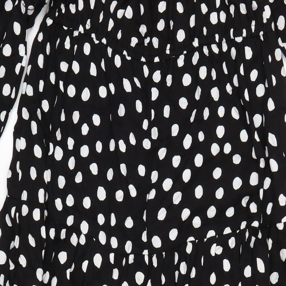 Roman Womens Black Polka Dot Viscose A-Line Size 10 Scoop Neck Pullover