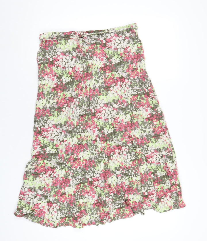 Classic Womens Multicoloured Geometric Viscose A-Line Skirt Size 14