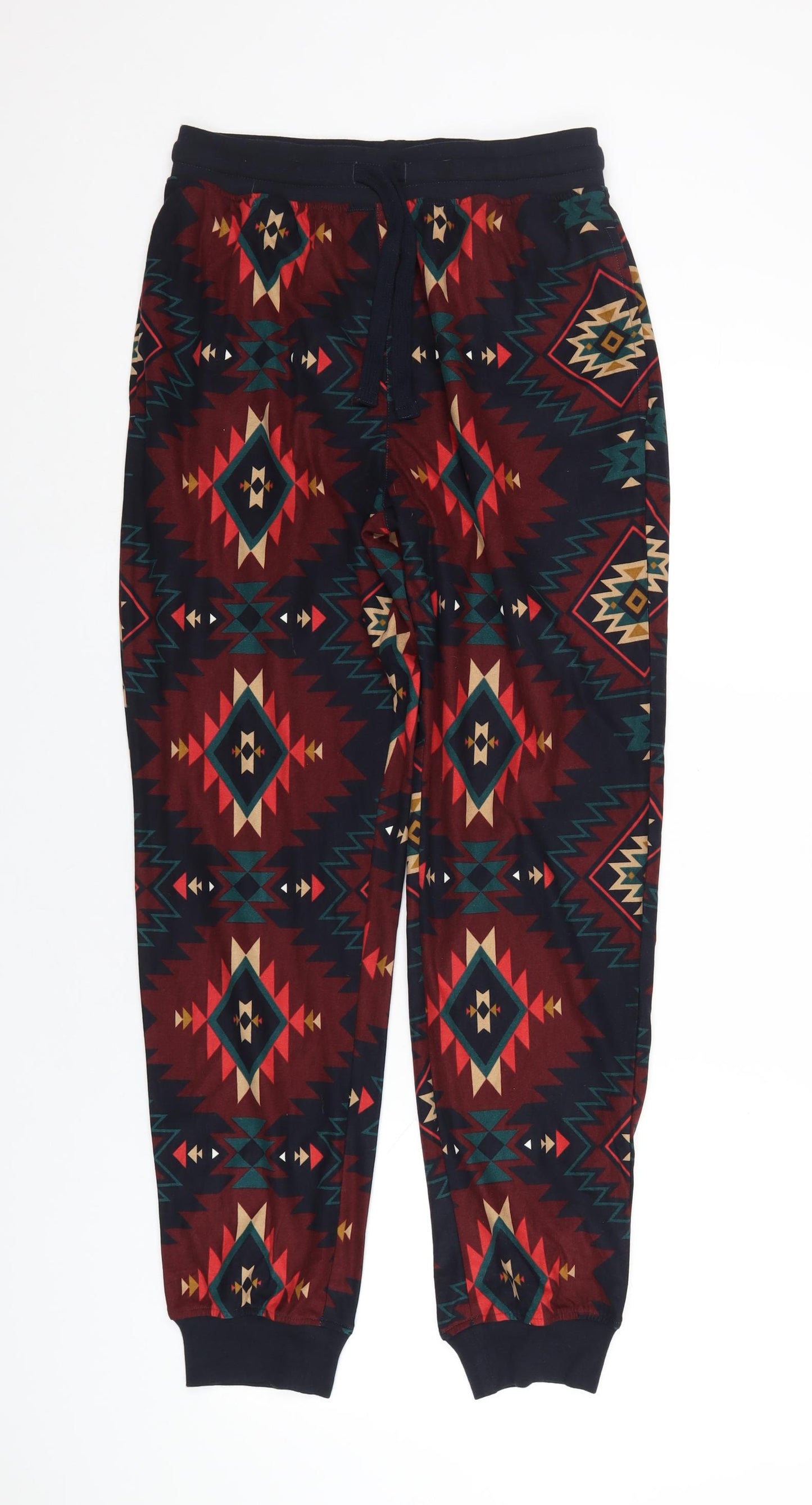 NEXT Mens Multicoloured Geometric Polyester Pyjama Pants Size S Drawstring