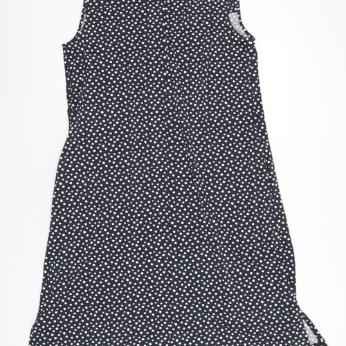 NEXT Womens Blue Polka Dot Polyester A-Line Size 16 Round Neck Button