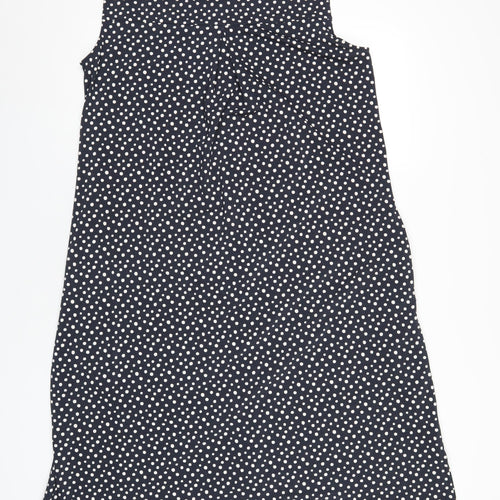 NEXT Womens Blue Polka Dot Polyester A-Line Size 16 Round Neck Button