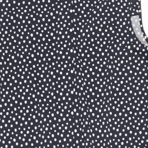 NEXT Womens Blue Polka Dot Polyester A-Line Size 16 Round Neck Button