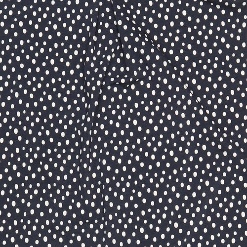 NEXT Womens Blue Polka Dot Polyester A-Line Size 16 Round Neck Button