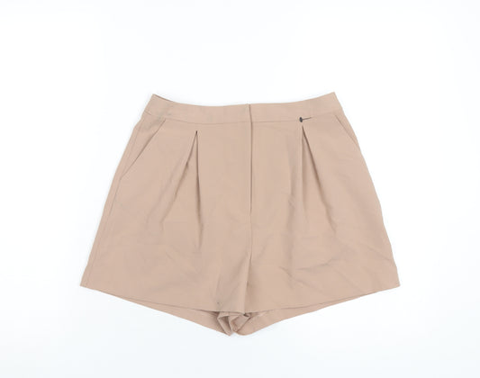 ASOS Womens Brown Polyester Basic Shorts Size 8 Regular Zip