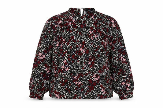 Front view of Wallis women’s multicoloured geometric polyester basic blouse, size UK 18, round neck