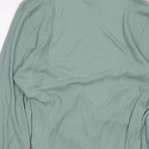 Topshop Womens Green Viscose Wrap Blouse Size L V-Neck