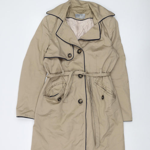 H&M Womens Beige Overcoat Coat Size 10 Button