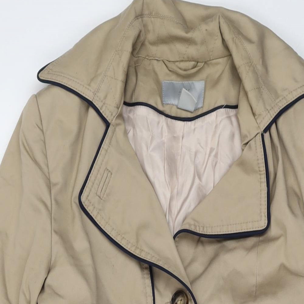 H&M Womens Beige Overcoat Coat Size 10 Button