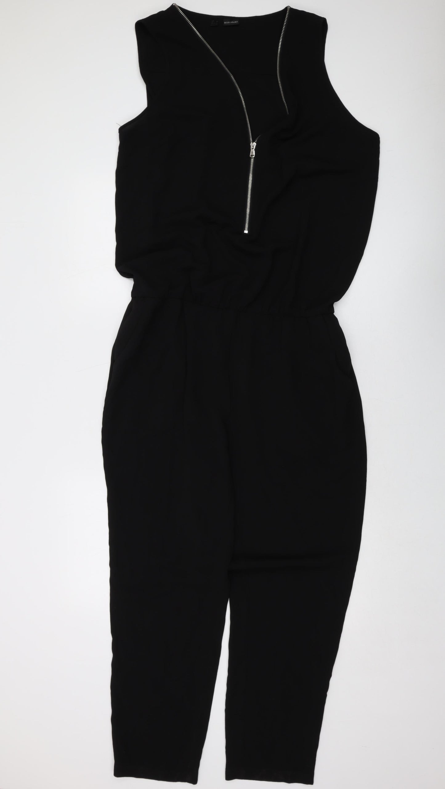 Bodyflirt Womens Black Polyester Jumpsuit One-Piece Size 18 Zip