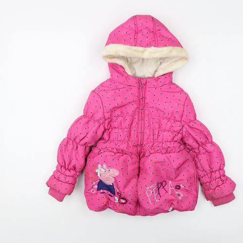Peppa Pig Girls Pink Geometric Jacket Size 4-5 Years Zip