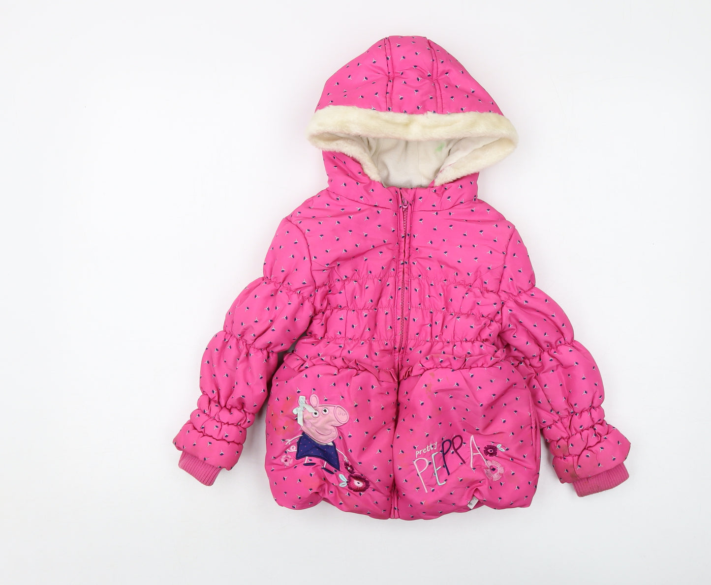 Peppa Pig Girls Pink Geometric Jacket Size 4-5 Years Zip