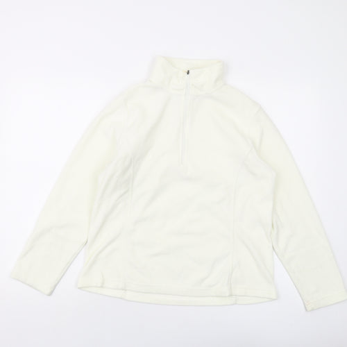 Lands' End Womens Ivory Polyester Pullover Sweatshirt Size M Zip