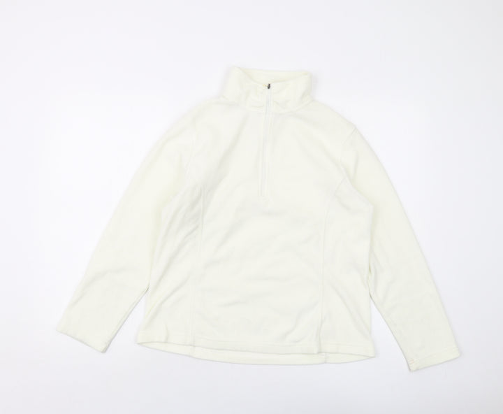 Lands' End Womens Ivory Polyester Pullover Sweatshirt Size M Zip