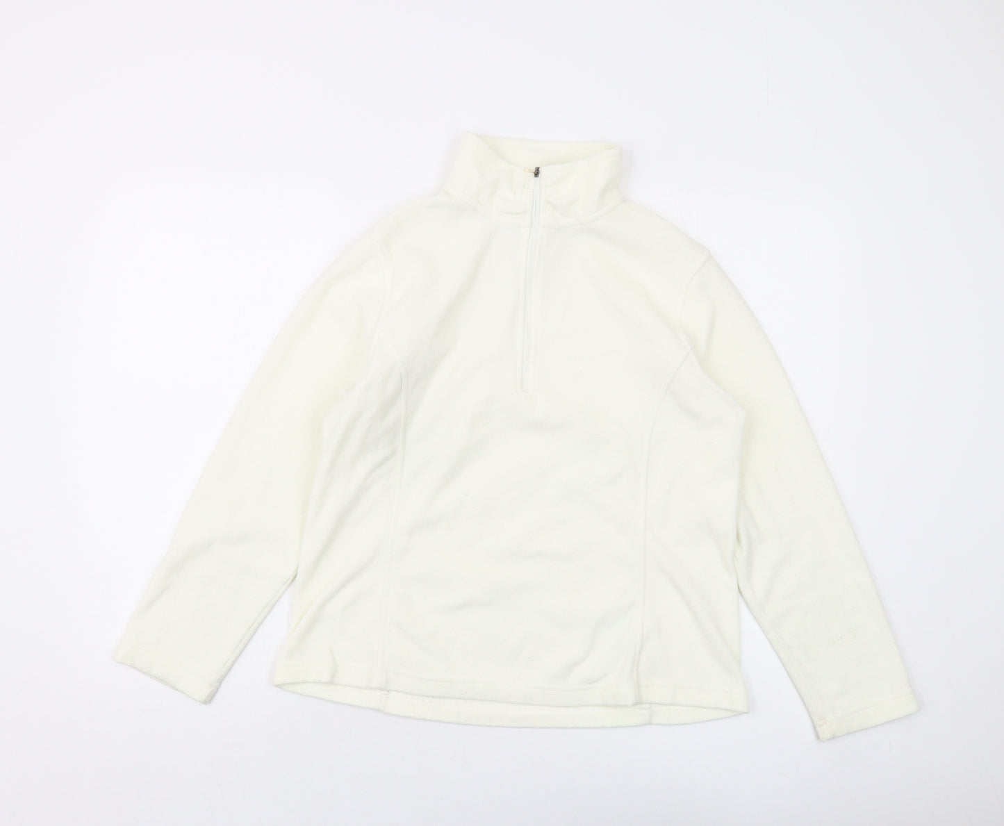 Lands' End Womens Ivory Polyester Pullover Sweatshirt Size M Zip