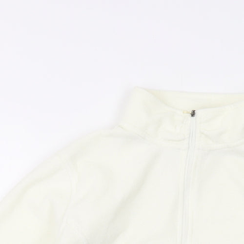 Lands' End Womens Ivory Polyester Pullover Sweatshirt Size M Zip
