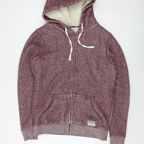 Jack Wills Womens Red Cotton Full Zip Hoodie Size 10 Zip