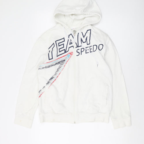 Speedo Womens Ivory Cotton Full Zip Hoodie Size 12 Zip