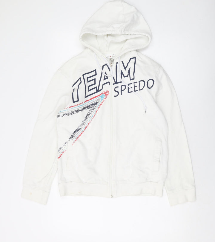 Speedo Womens Ivory Cotton Full Zip Hoodie Size 12 Zip