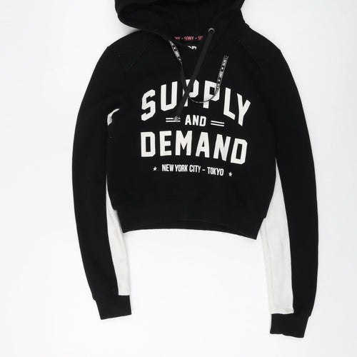 Supply & Demand Co. Womens Black Cotton Pullover Hoodie Size 6 Pullover