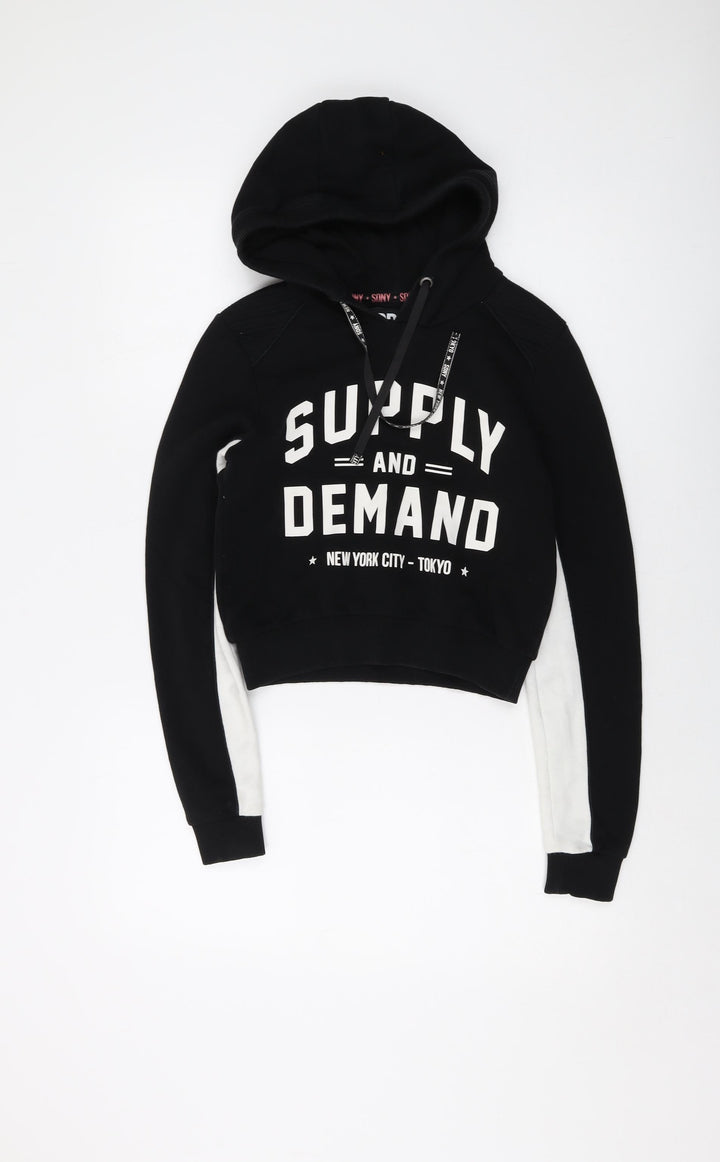 Supply & Demand Co. Womens Black Cotton Pullover Hoodie Size 6 Pullover