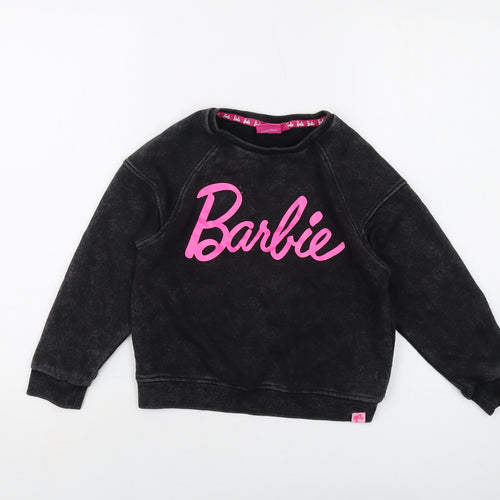 Barbie Girls Grey Cotton Pullover Sweatshirt Size 7-8 Years Pullover