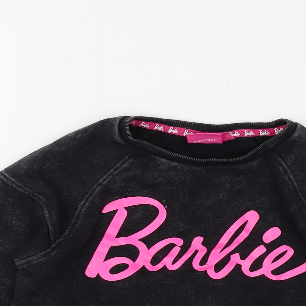 Barbie Girls Grey Cotton Pullover Sweatshirt Size 7-8 Years Pullover