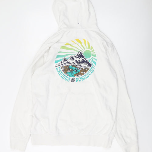 Element Mens White Cotton Pullover Hoodie Size M