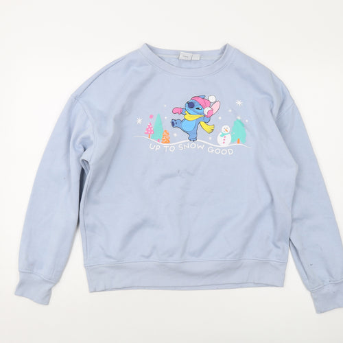 Disney Womens Blue Cotton Pullover Sweatshirt Size 10 Pullover - Stitch