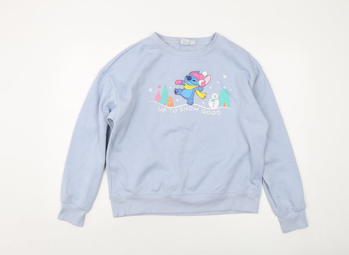 Disney Womens Blue Cotton Pullover Sweatshirt Size 10 Pullover - Stitch