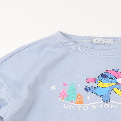 Disney Womens Blue Cotton Pullover Sweatshirt Size 10 Pullover - Stitch