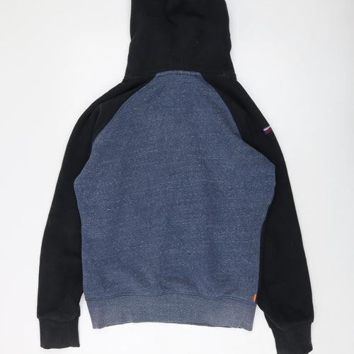 Superdry Mens Blue Cotton Pullover Hoodie Size M - Vintage