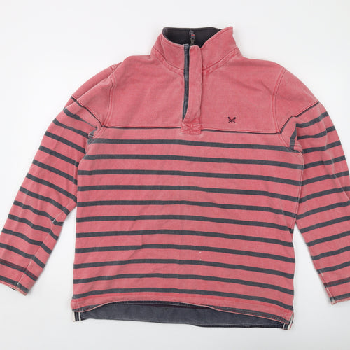 Crew Clothing Mens Red Striped Cotton Pullover Sweatshirt Size L