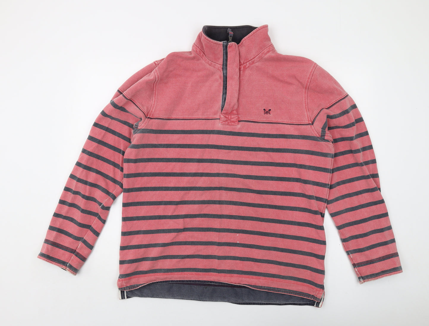 Crew Clothing Mens Red Striped Cotton Pullover Sweatshirt Size L