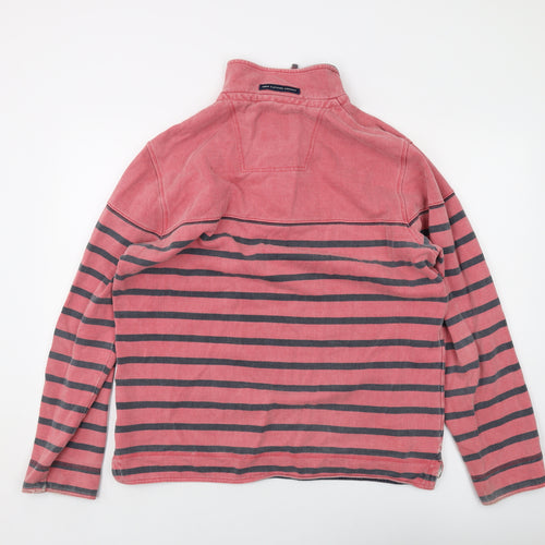 Crew Clothing Mens Red Striped Cotton Pullover Sweatshirt Size L