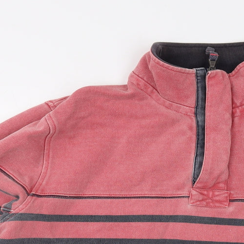 Crew Clothing Mens Red Striped Cotton Pullover Sweatshirt Size L