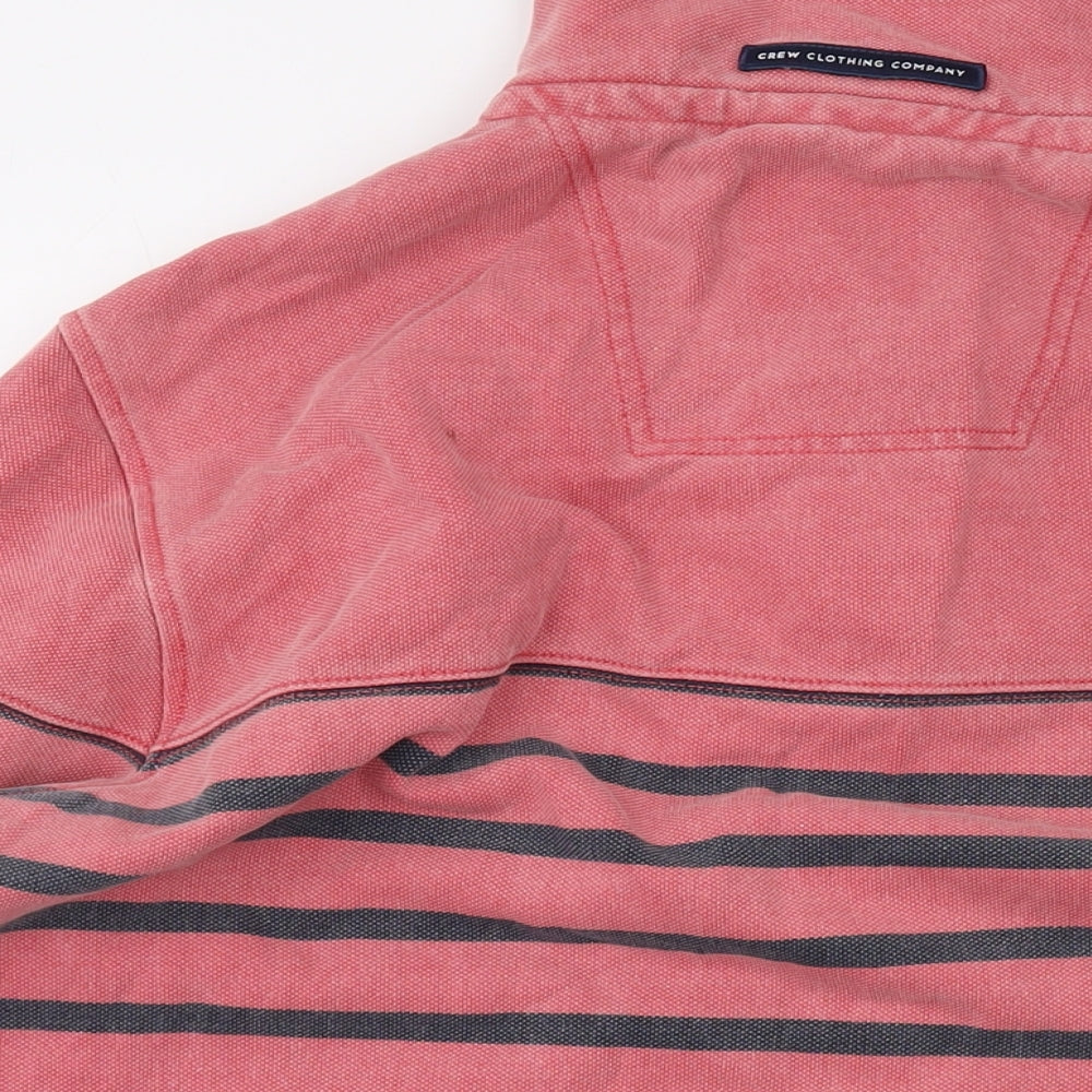 Crew Clothing Mens Red Striped Cotton Pullover Sweatshirt Size L