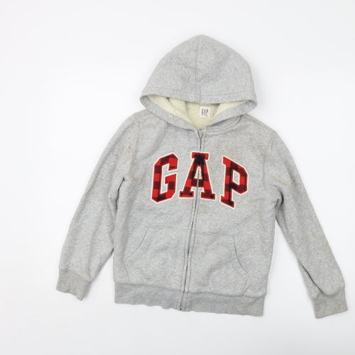 Gap Boys Grey Cotton Full Zip Hoodie Size 8-9 Years Zip