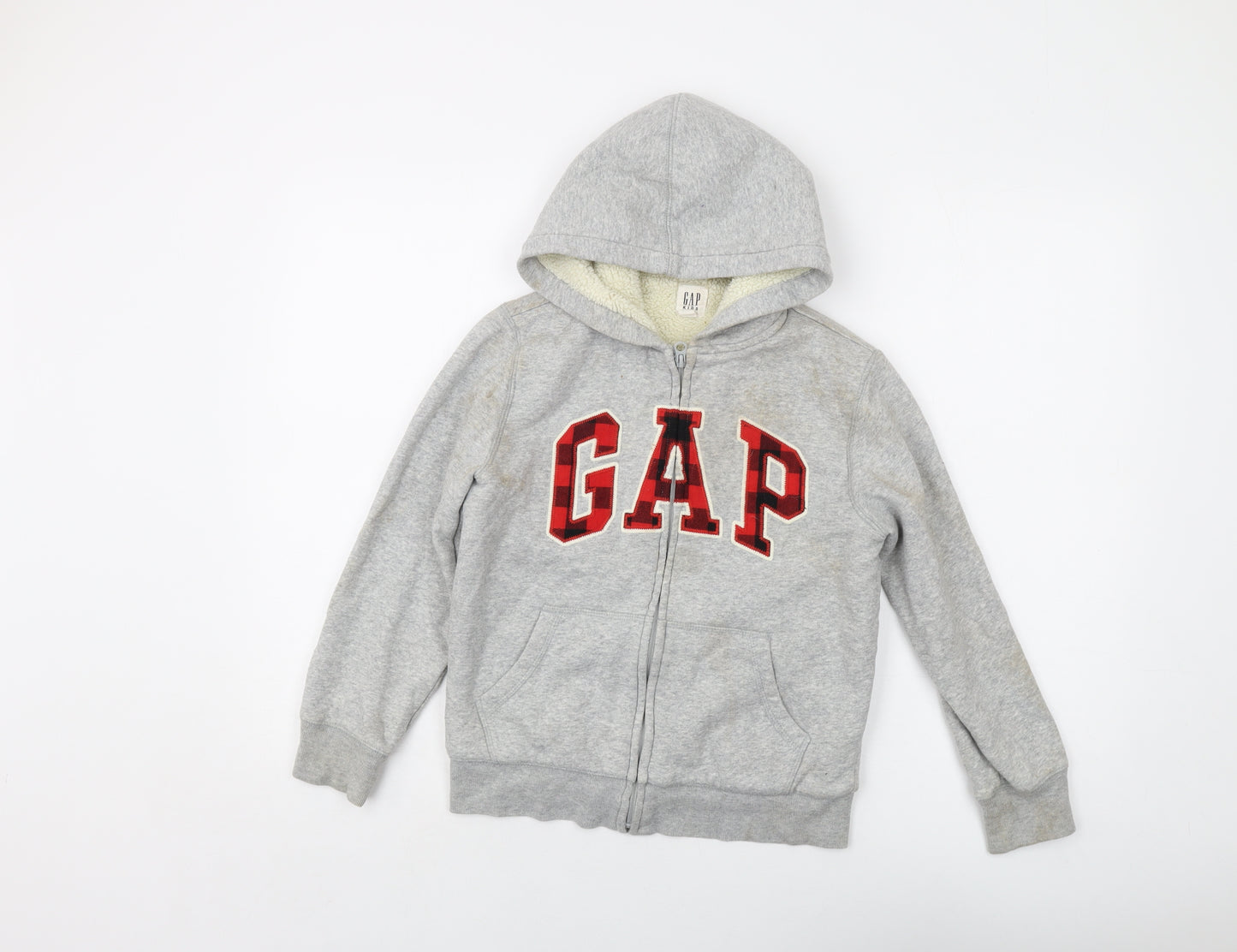 Gap Boys Grey Cotton Full Zip Hoodie Size 8-9 Years Zip