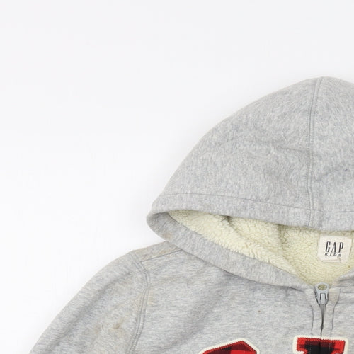 Gap Boys Grey Cotton Full Zip Hoodie Size 8-9 Years Zip