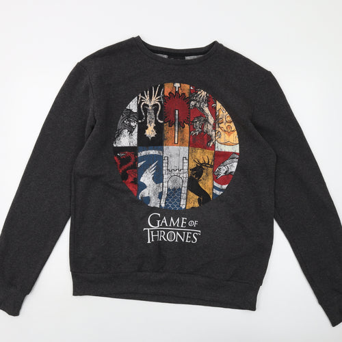 Game Of Thrones Mens Grey Cotton Pullover Sweatshirt Size L