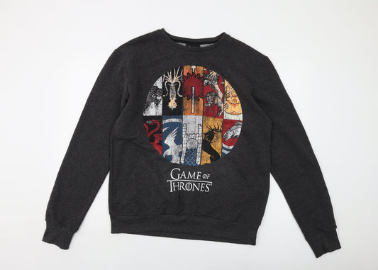 Game Of Thrones Mens Grey Cotton Pullover Sweatshirt Size L