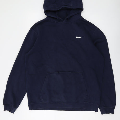 Nike Mens Blue Cotton Pullover Hoodie Size L