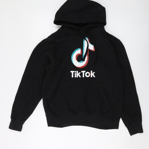 TIK TOK Mens Black Polyester Pullover Hoodie Size S