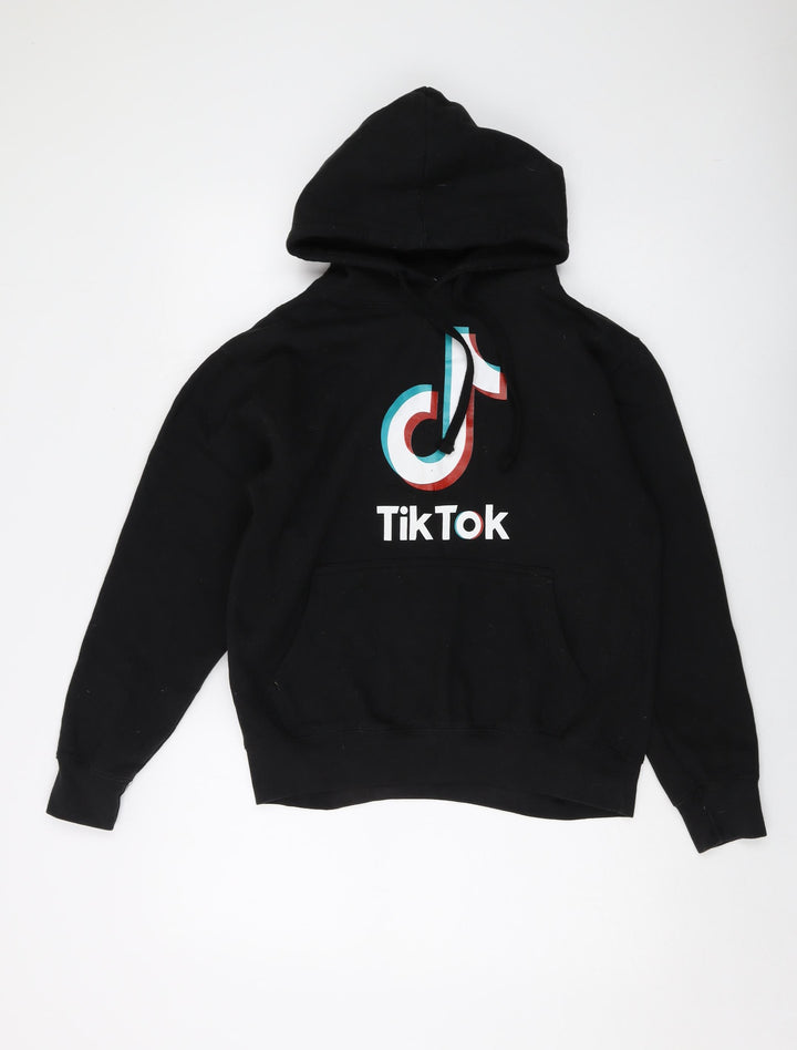 TIK TOK Mens Black Polyester Pullover Hoodie Size S