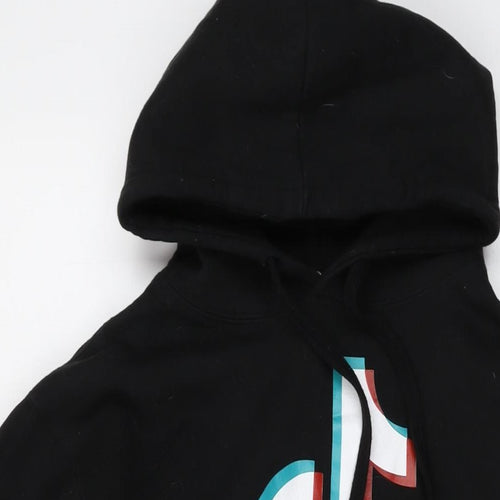TIK TOK Mens Black Polyester Pullover Hoodie Size S